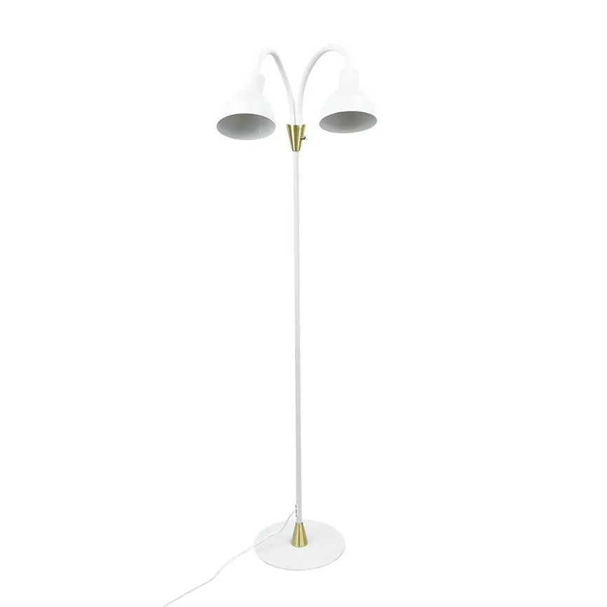 Dyberg Larsen Lilje gulvlampe hvit flexarm 2-skjerm