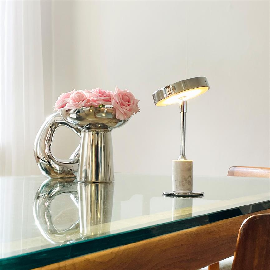 Dyberg Larsen Starlight Mini bordlampe krom oppladbar