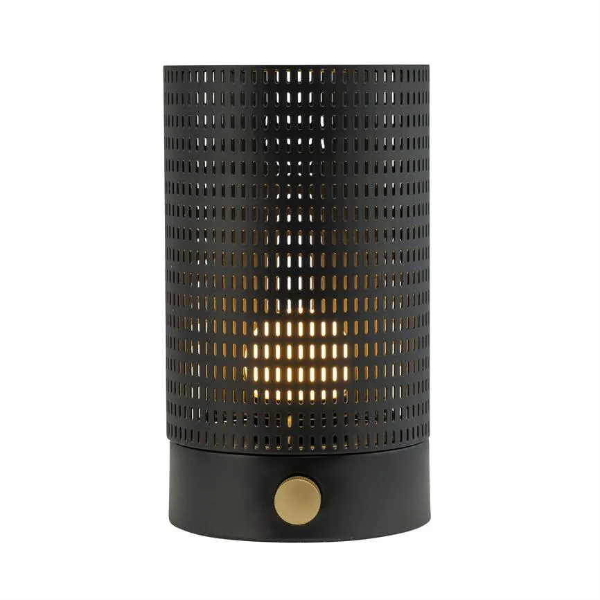 Dyberg Larsen Mesh lanterne sort/messing oppladbar