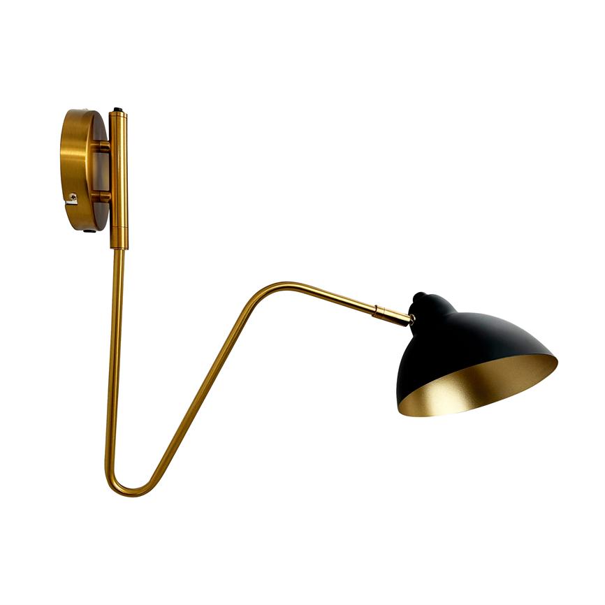 Dyberg Larsen Futura vegglampe sort/messing svingbar
