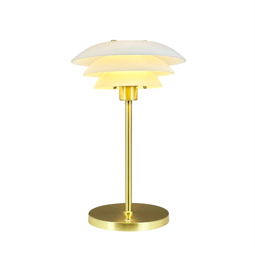Dyberg Larsen DL20 bordlampe opal messing oppladbar