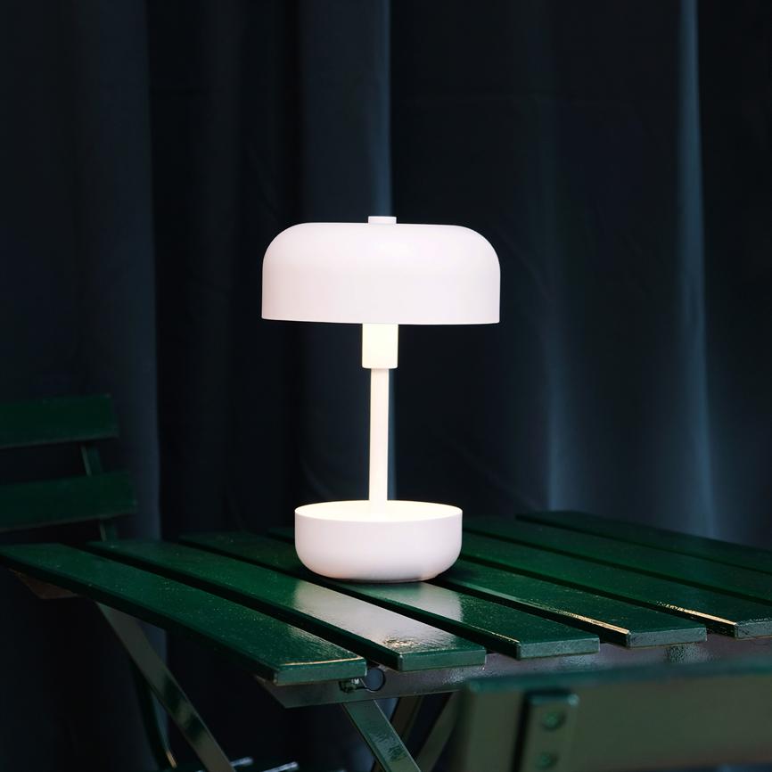 Dyberg Larsen Haipot bordlampe hvit oppladbar touch