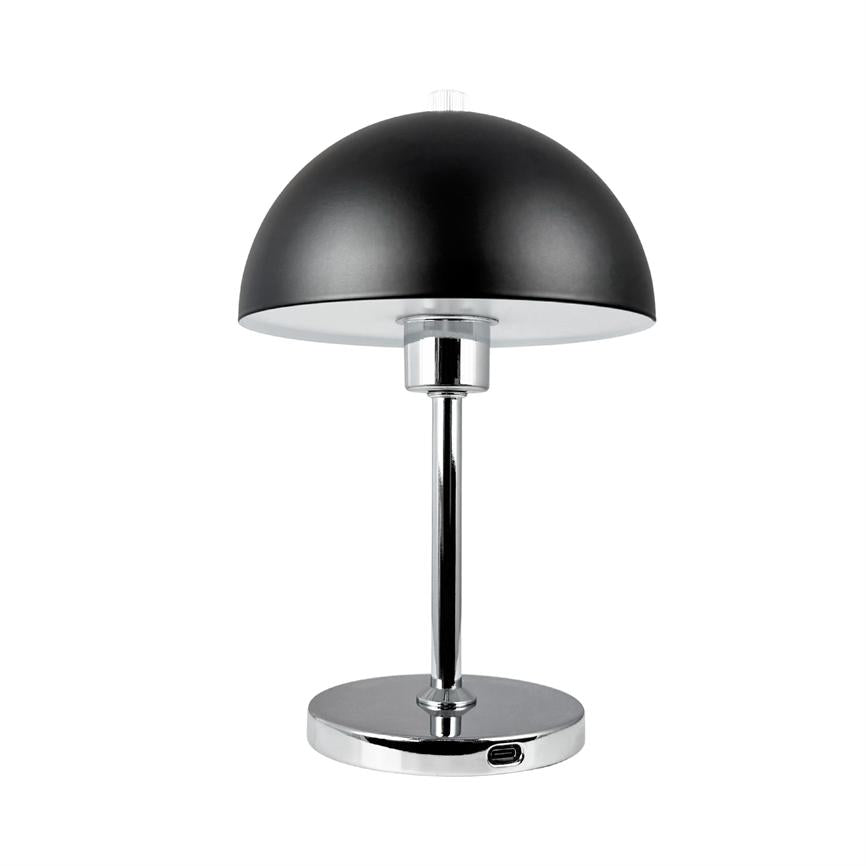 Dyberg Larsen Malmø bordlampe svart krom oppladbar