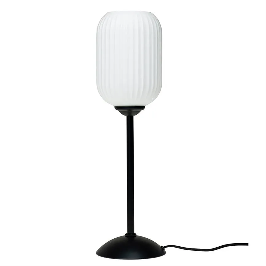 Dyberg Larsen Riflet bordlampe opal 1,6 m ledning