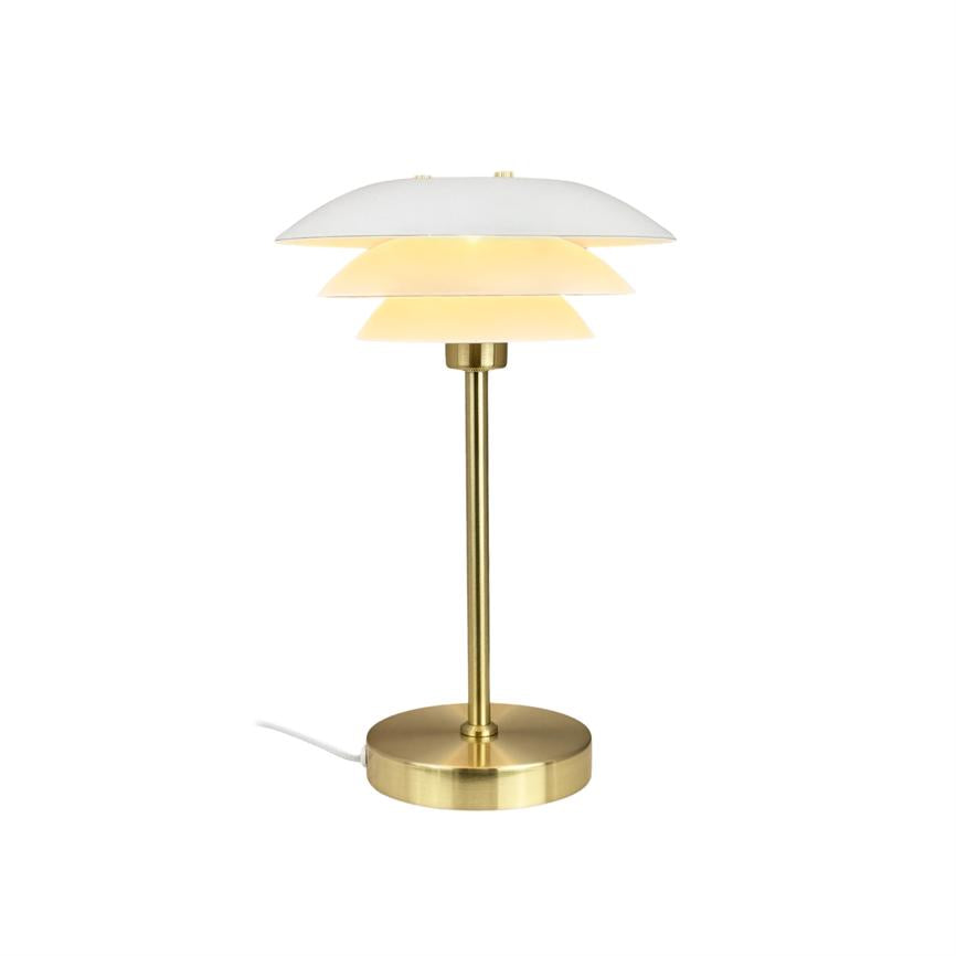 Dyberg Larsen DL20 bordlampe hvit messing 3-skjerm