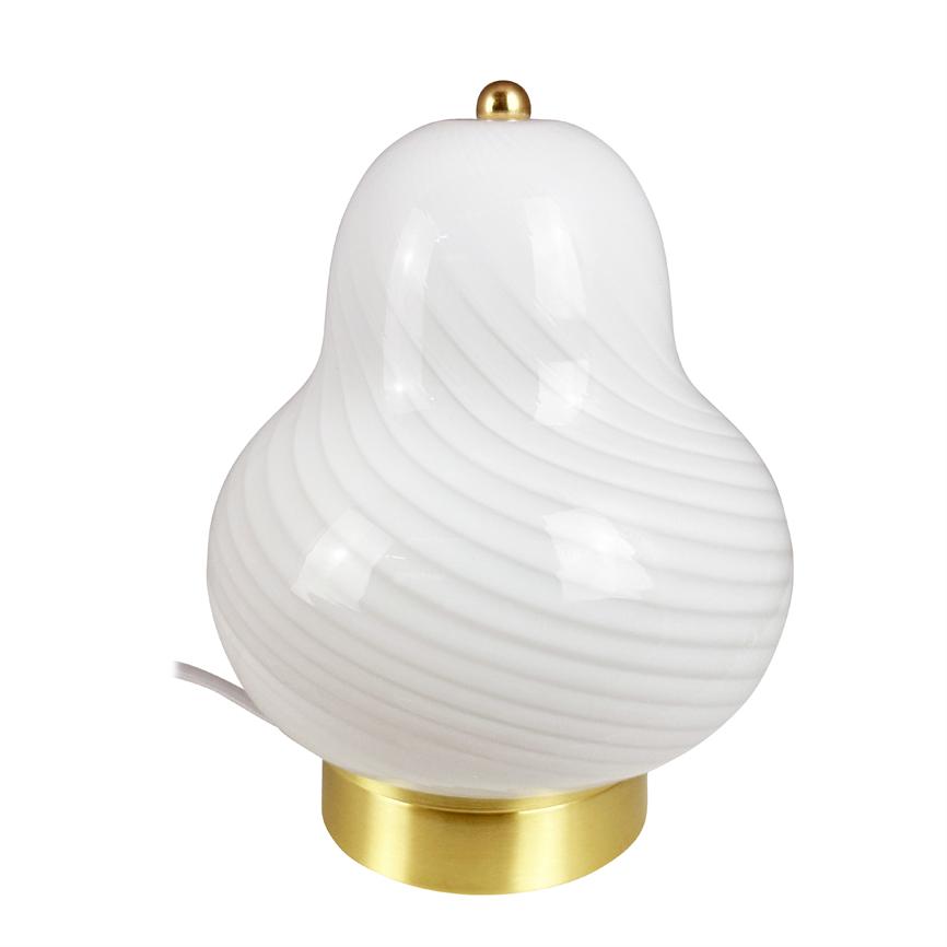 Dyberg Larsen Lucy bordlampe hvit glass stemning