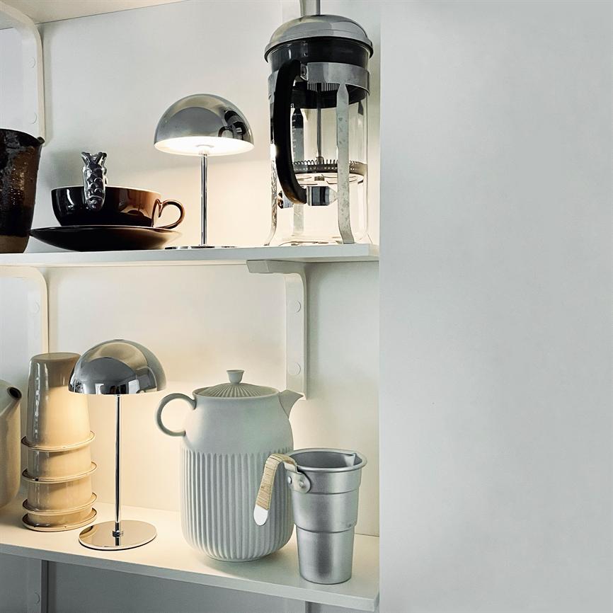 Dyberg Larsen Along Mini bordlampe krom 2-pk LED