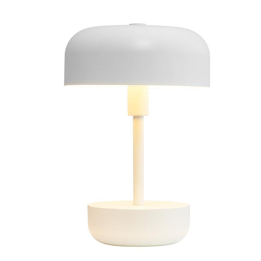 Dyberg Larsen Haipot bordlampe hvit oppladbar