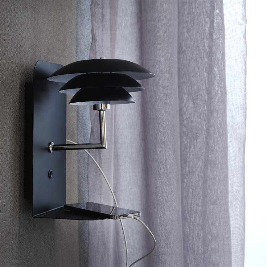Dyberg Larsen DL20 vegglampe USB sort 20 cm