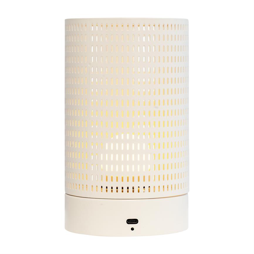 Dyberg Larsen Mesh lanterne hvit/messing oppladbar