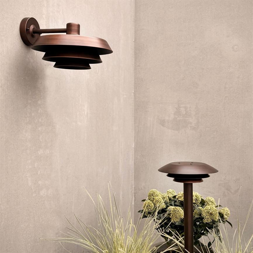 Dyberg Larsen Dune utendørs vegglampe Ø26 kobber look