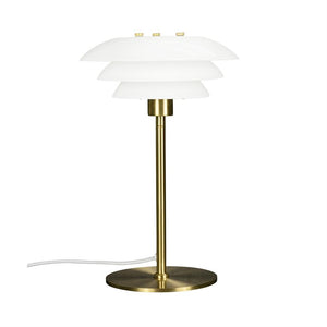 Dyberg Larsen DL20 bordlampe hvit messing 3-skjerm