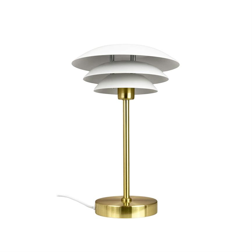 Dyberg Larsen DL20 bordlampe hvit messing 3-skjerm