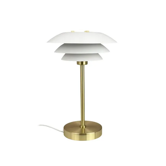 Dyberg Larsen DL20 bordlampe hvit messing 3-skjerm