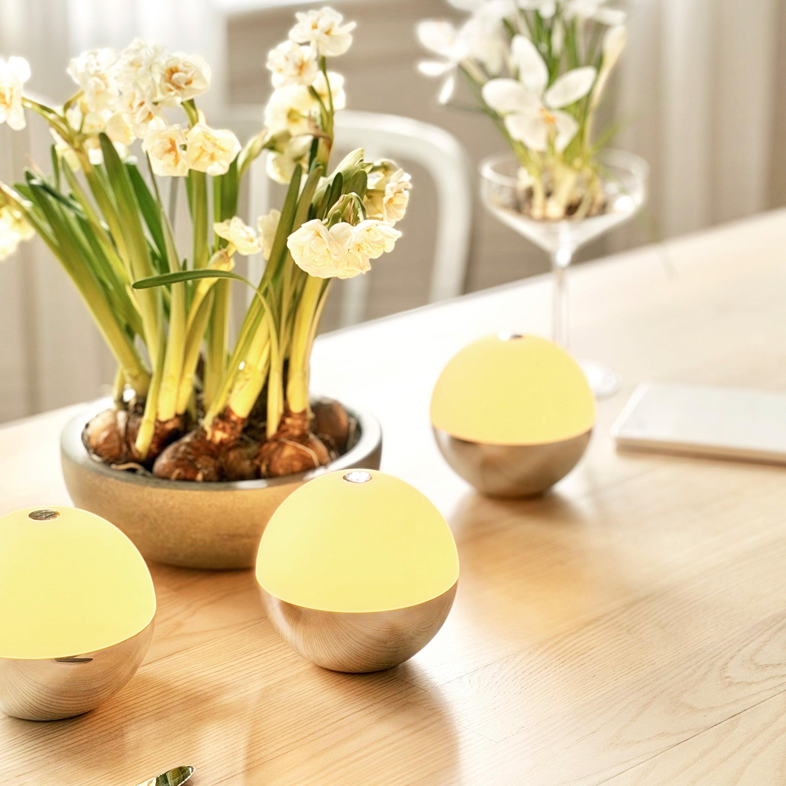 Dyberg Larsen Alba bordlampe krom 2 stk oppladbar