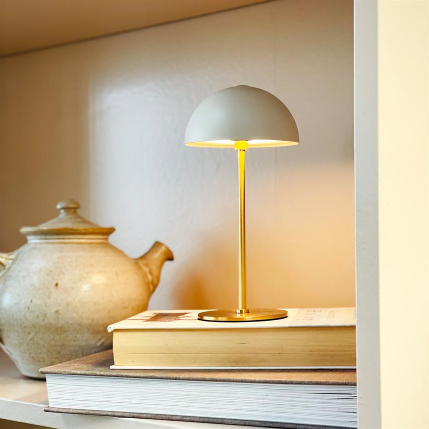 Dyberg Larsen Along mini bordlampe beige messing