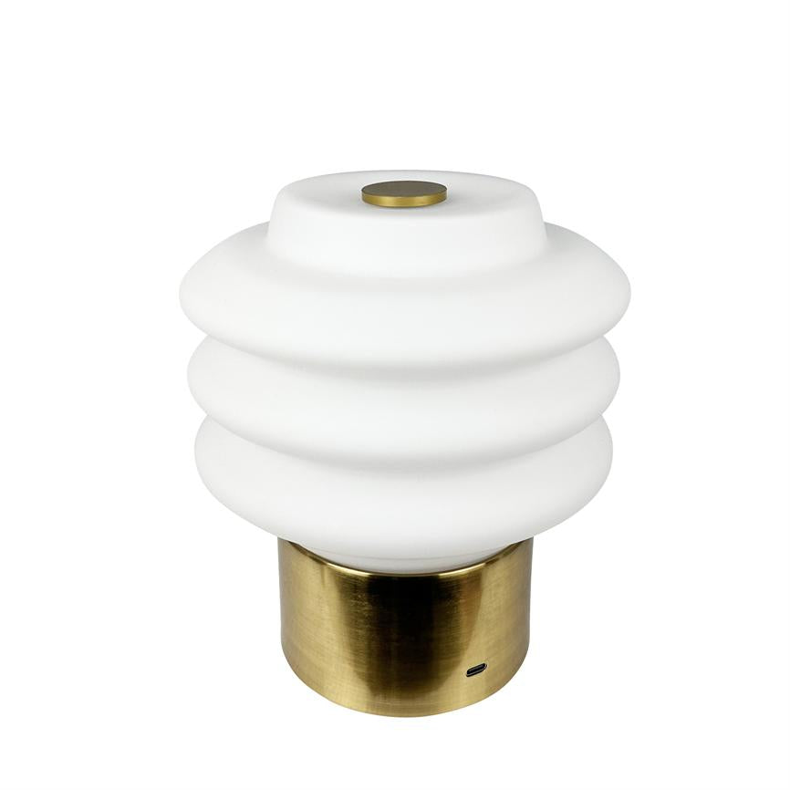 Dyberg Larsen Diva bordlampe messing opal oppladbar