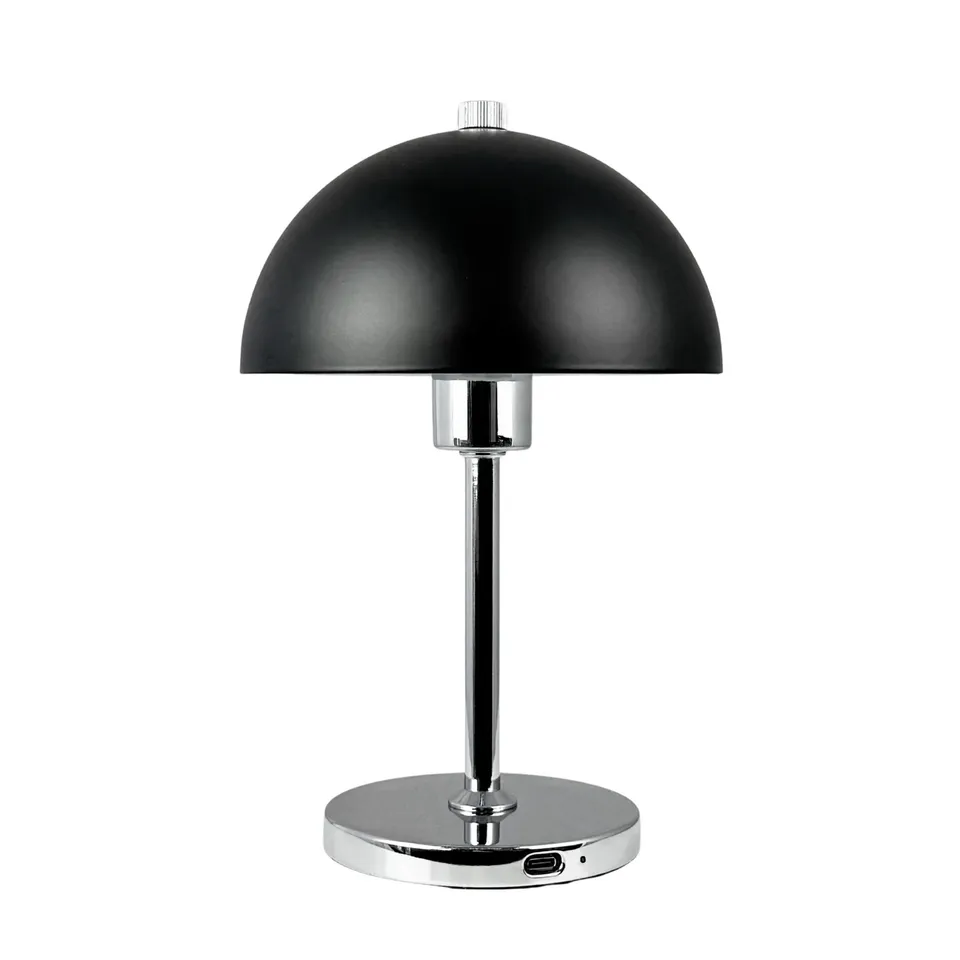 Dyberg Larsen Malmø bordlampe svart krom oppladbar