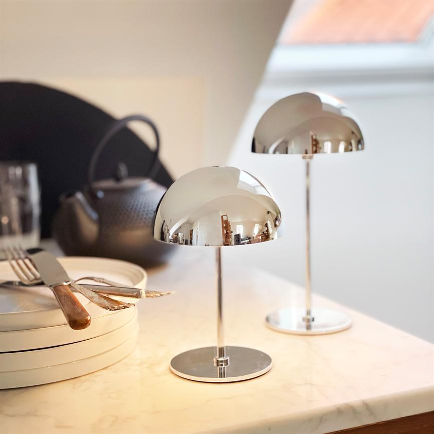 Dyberg Larsen Along Mini bordlampe krom 2-pk LED