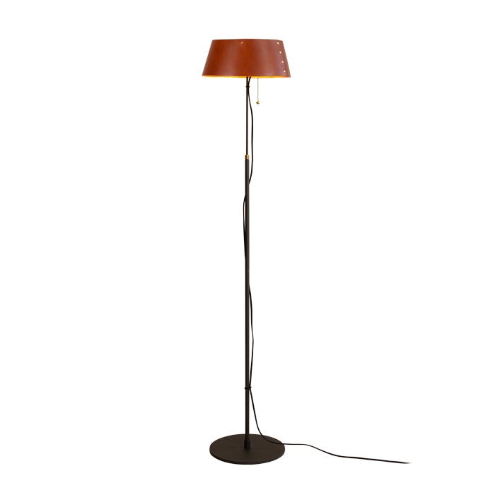 Zlamp Karl gulvlampe cognac lærskjerm greige