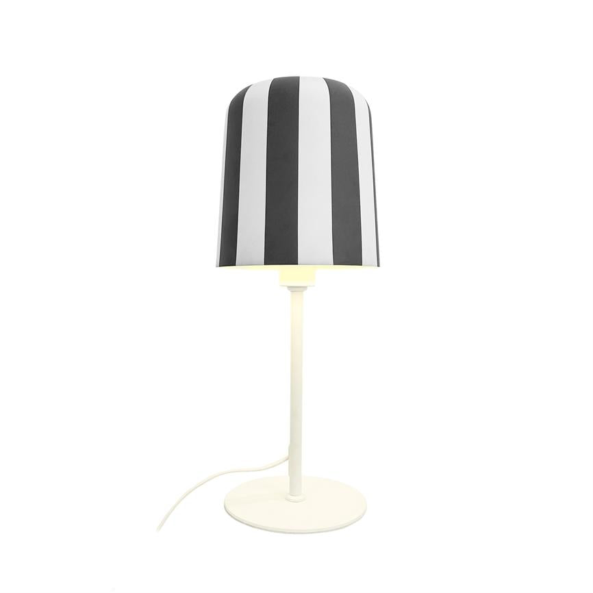Dyberg Larsen Gry bordlampe grå stripet metall bordmodell