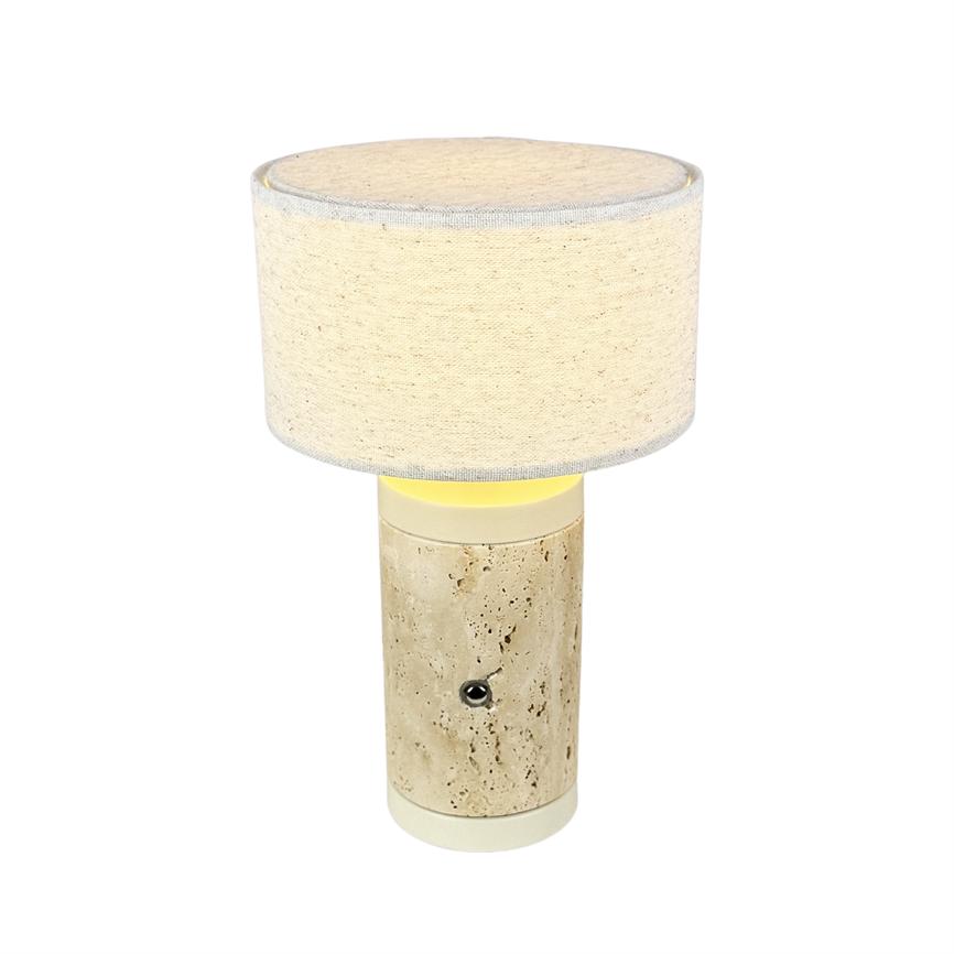 Dyberg Larsen Mellow bordlampe travertin oppladbar