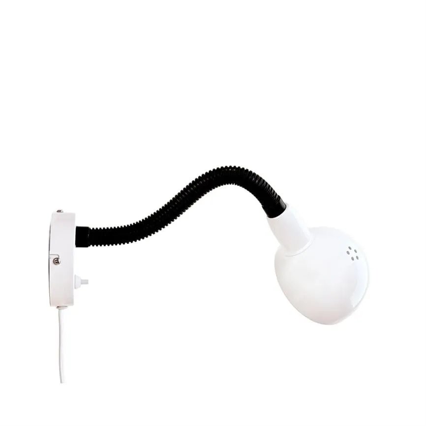 Dyberg Larsen Swan vegglampe hvit fleksibel arm