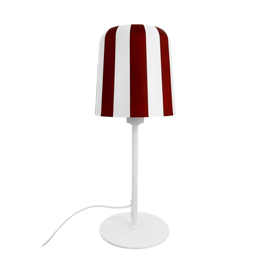 Dyberg Larsen Gry bordlampe mørk rød stripet