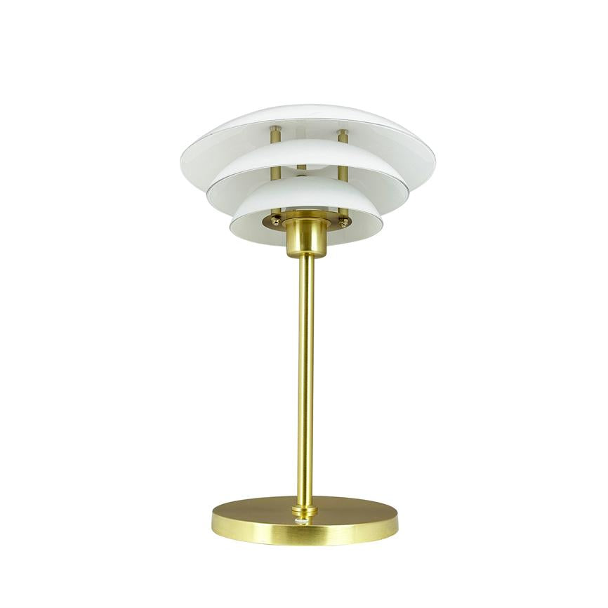Dyberg Larsen DL20 bordlampe opal messing oppladbar