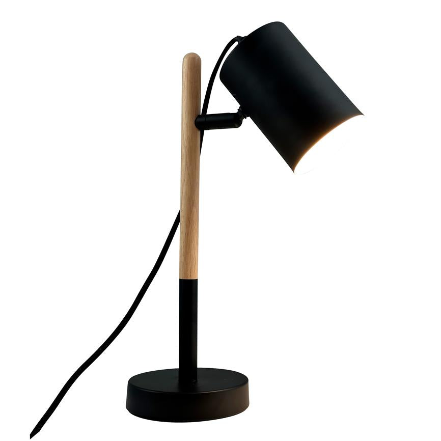 Dyberg Larsen Woody Sort bordlampe E27 med tre