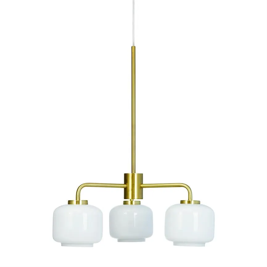 Dyberg Larsen Arp lysekrone opal messing 3-skjerm