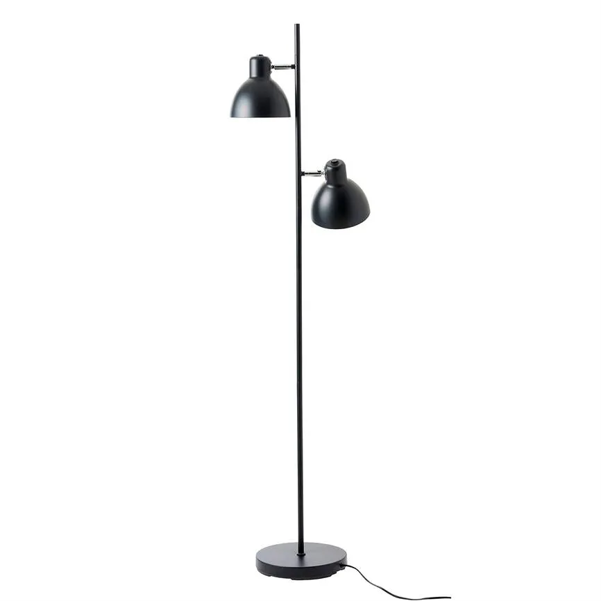 Dyberg Larsen Skagen gulvlampe svart dobbel skjerm
