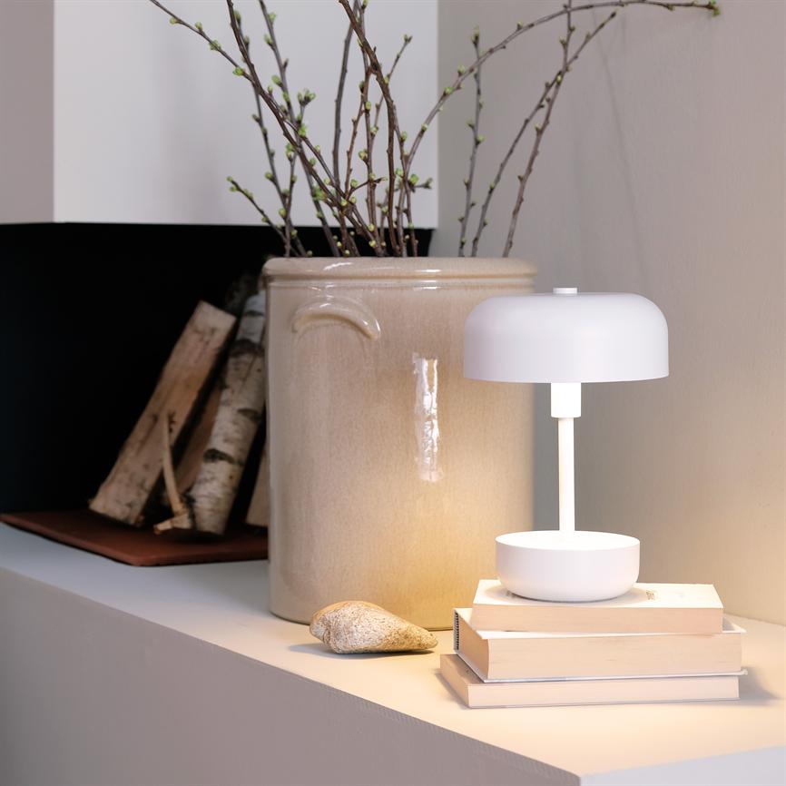 Dyberg Larsen Haipot bordlampe hvit oppladbar touch