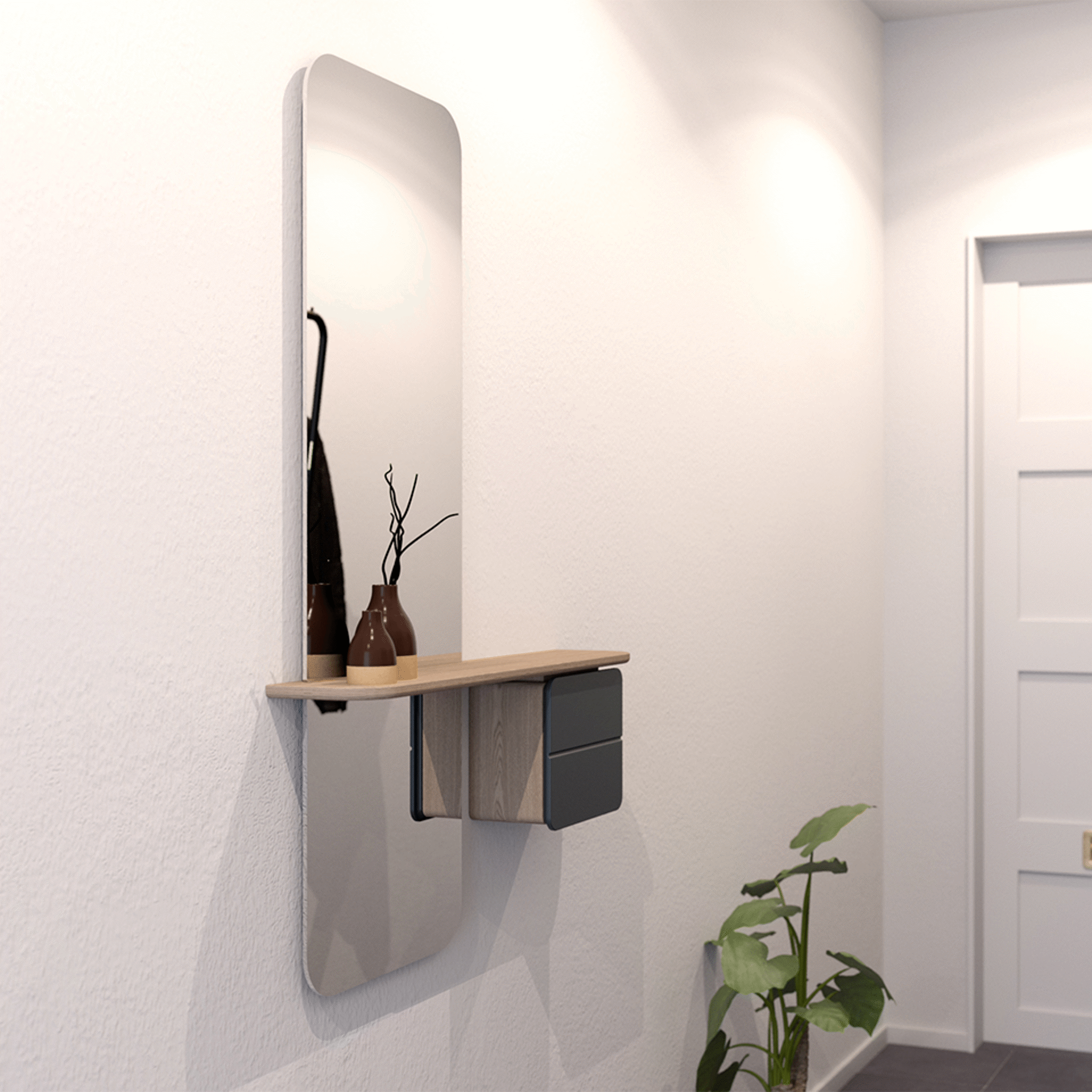 Umage One More Look speil eik perlehvit med oppbevaring
