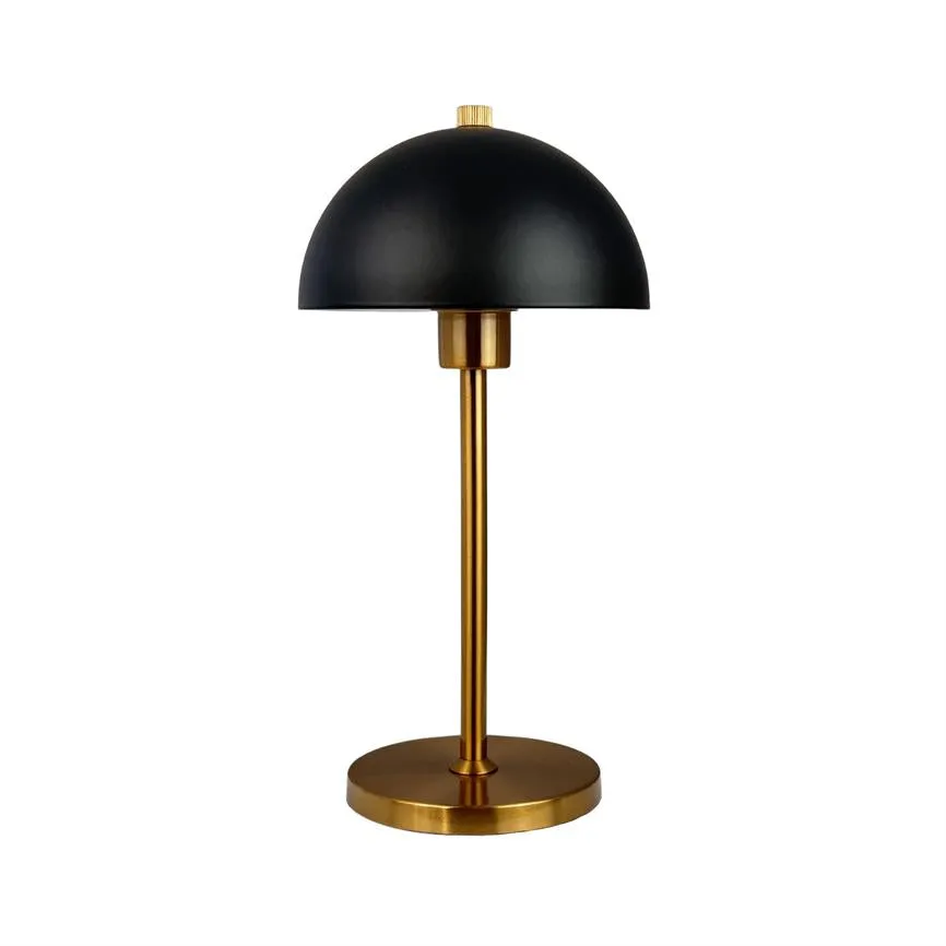 Dyberg Larsen Borås bordlampe sort/messing oppladbar