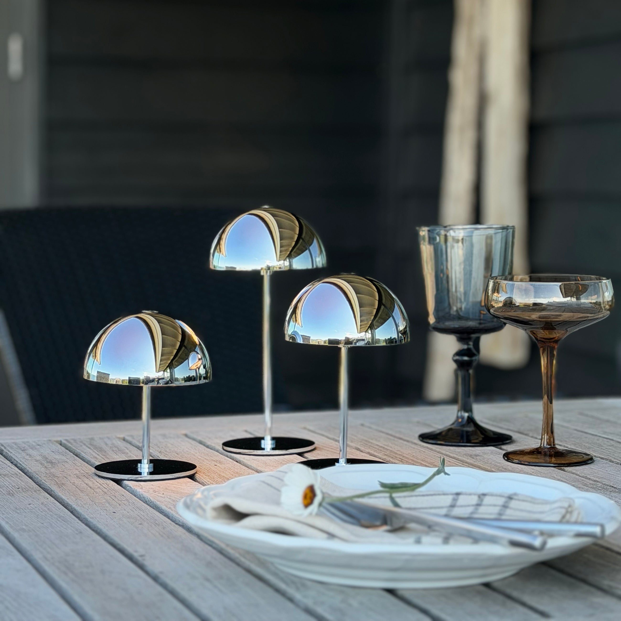 Dyberg Larsen Along LED bordlampe krom 3 stk