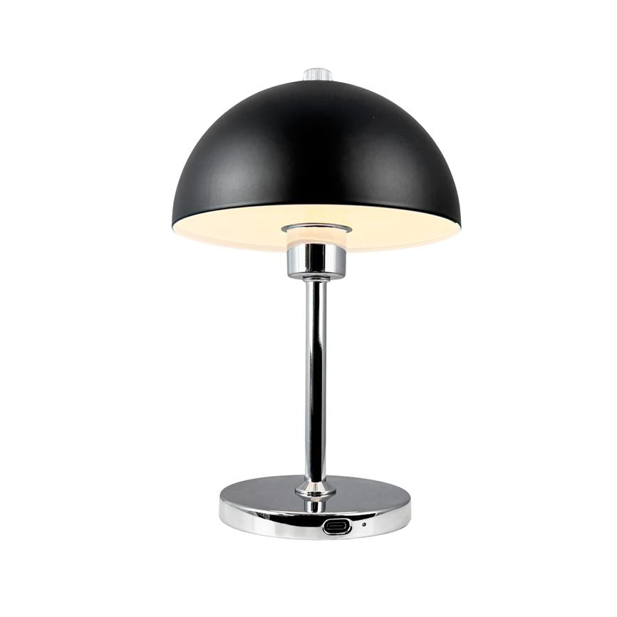 Dyberg Larsen Malmø bordlampe svart krom oppladbar LED