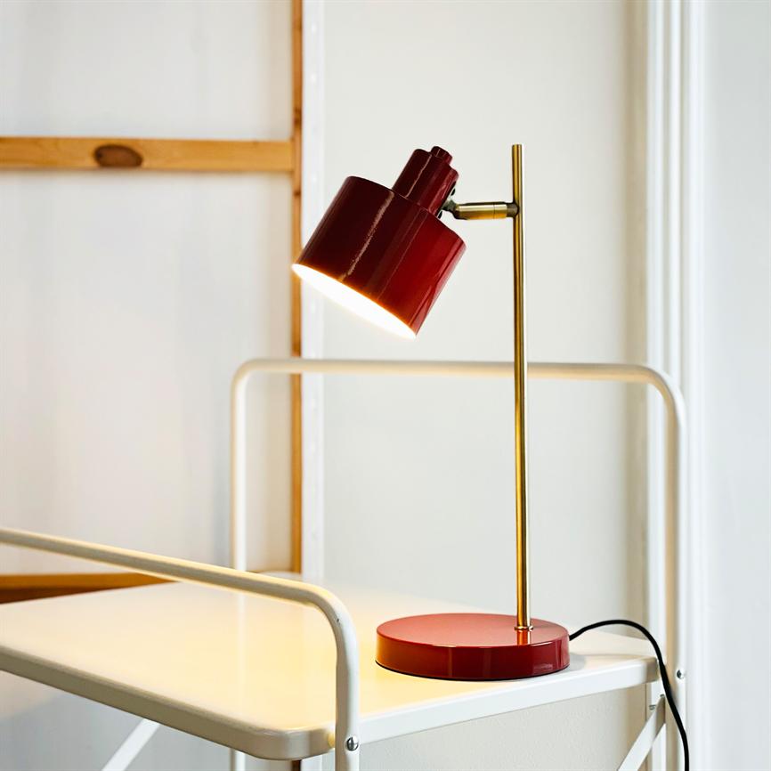 Dyberg Larsen Ocean bordlampe mørkerød messing