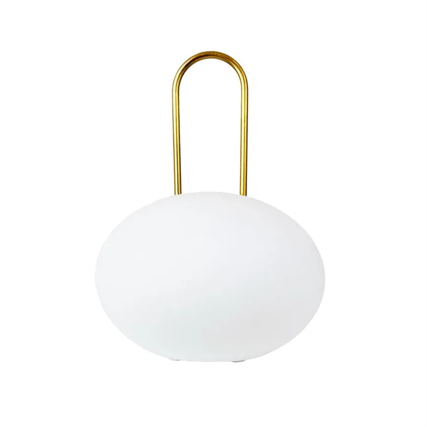 Dyberg Larsen Ellipse lanterne hvit messing oppladbar IP44
