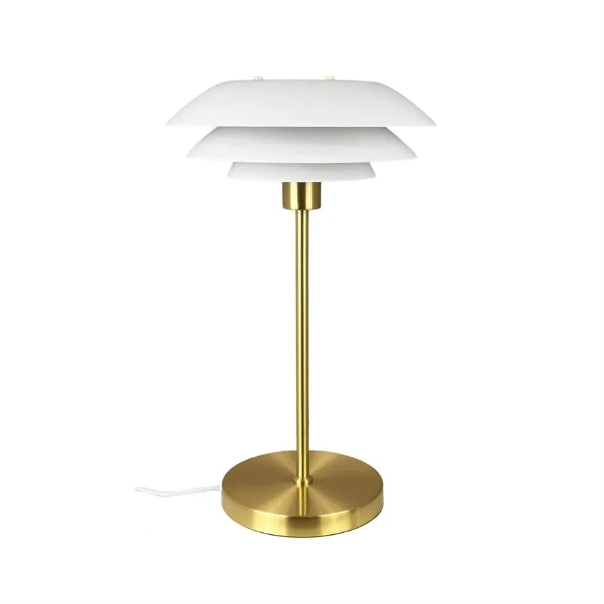 Dyberg Larsen DL31 bordlampe hvit messing blendfri
