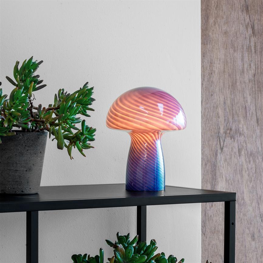 Dyberg Larsen Jenny Mushroom bordlampe blå glass