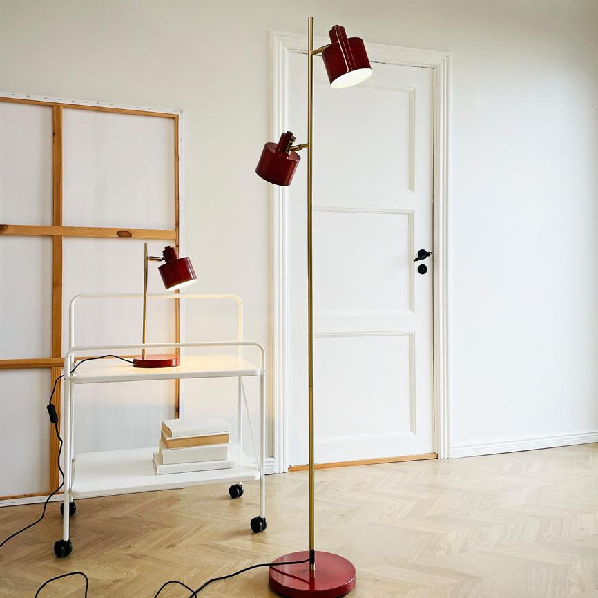 Dyberg Larsen Ocean gulvlampe mørkerød messing