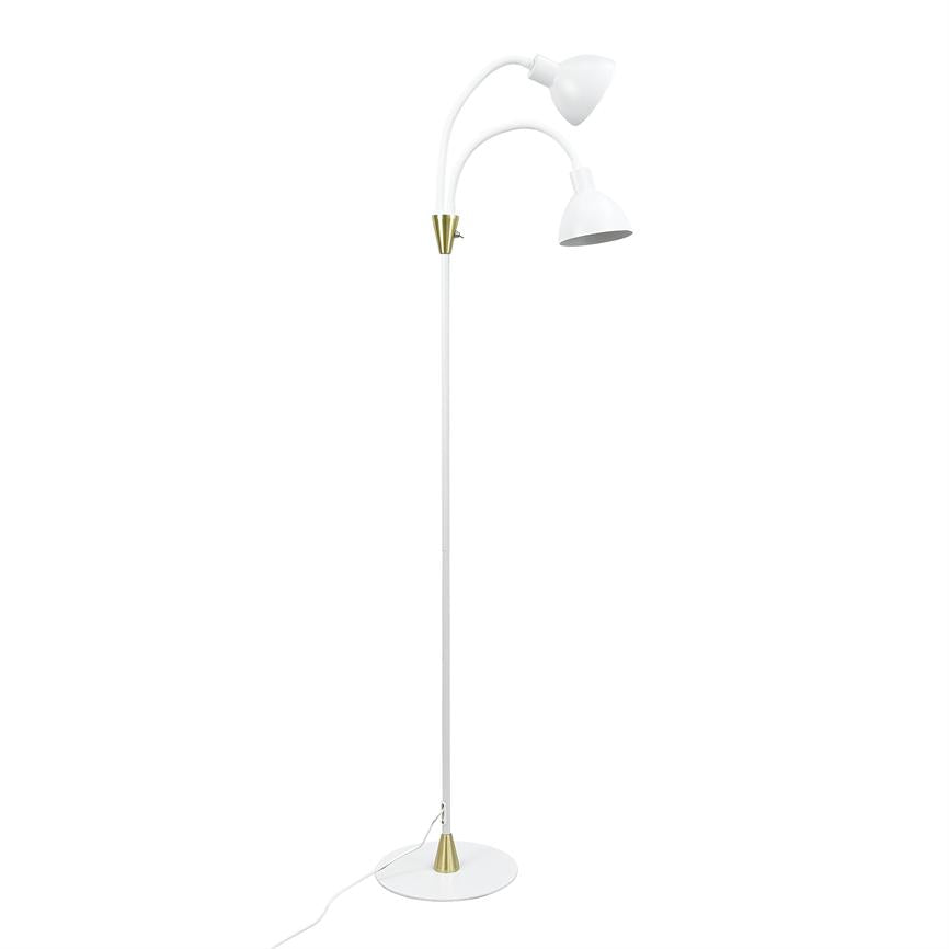 Dyberg Larsen Lilje gulvlampe hvit flexarm 2-skjerm