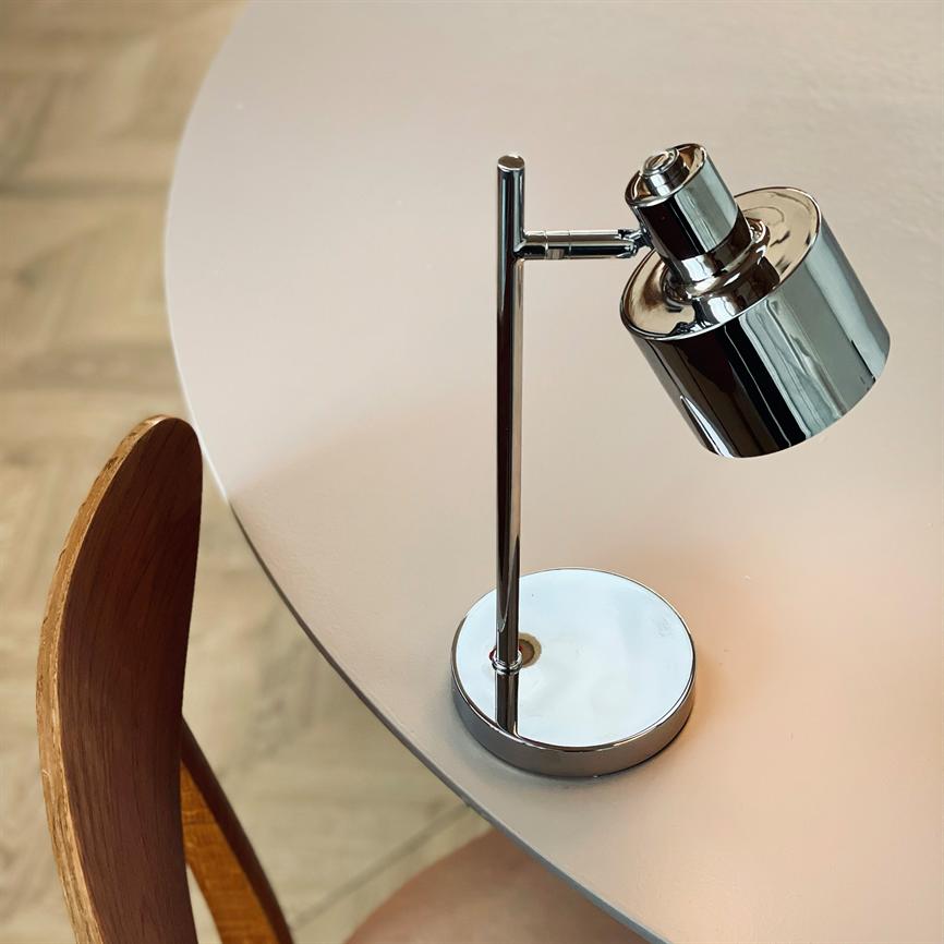 Dyberg Larsen Ocean Mini bordlampe krom oppladbar