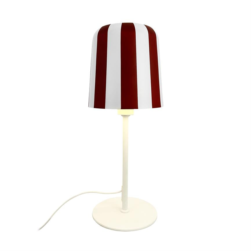Dyberg Larsen Gry bordlampe mørkerød stripet