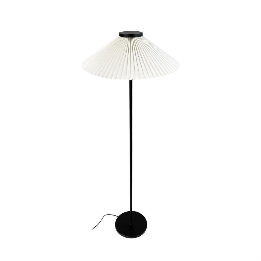 Dyberg Larsen Plissé gulvlampe hvit sort plissert