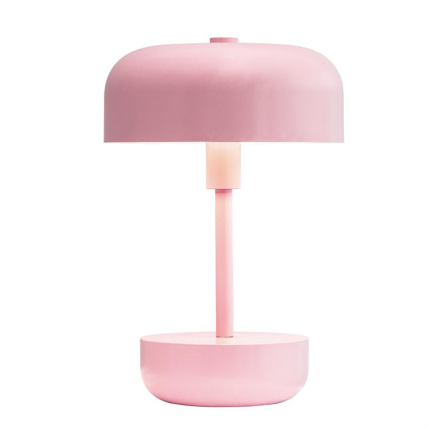 Dyberg Larsen Haipot bordlampe rosa oppladbar LED