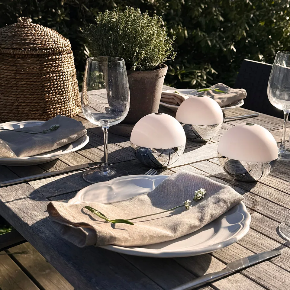 Dyberg Larsen Alba lyskule krom 2-pk oppladbar