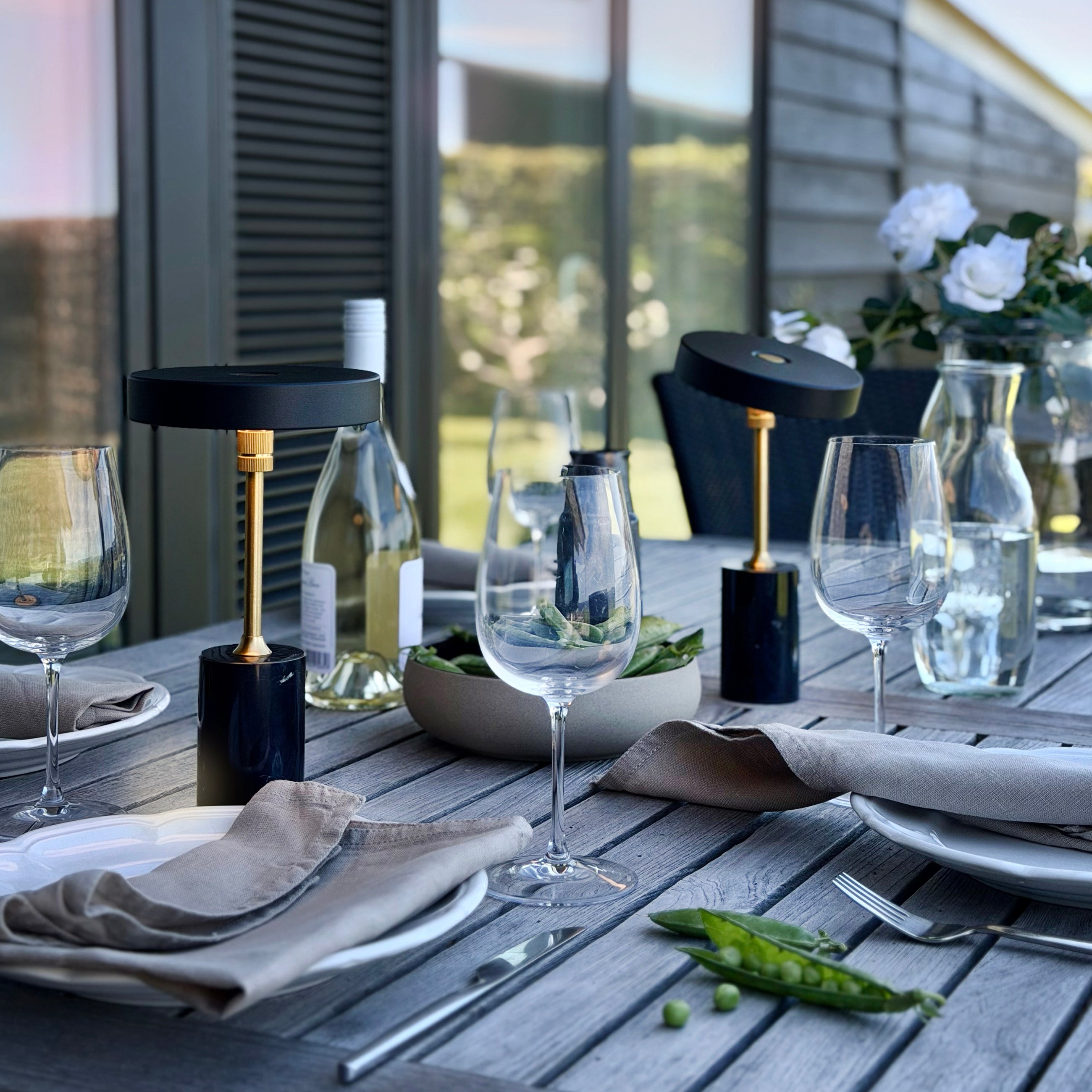 Dyberg Larsen Starlight bordlampe sort marmor oppladbar