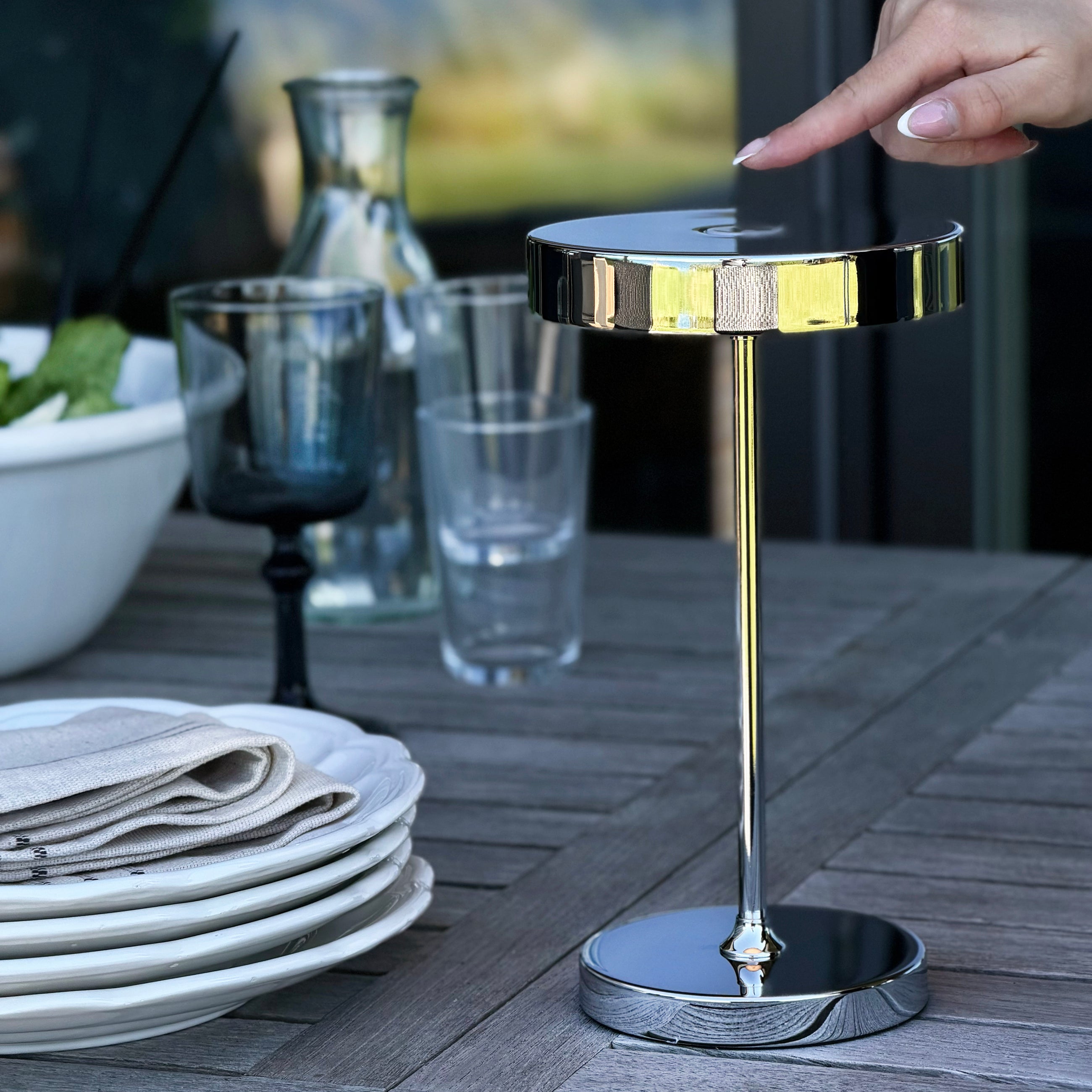 Dyberg Larsen Starlight bordlampe krom 3 lysnivå
